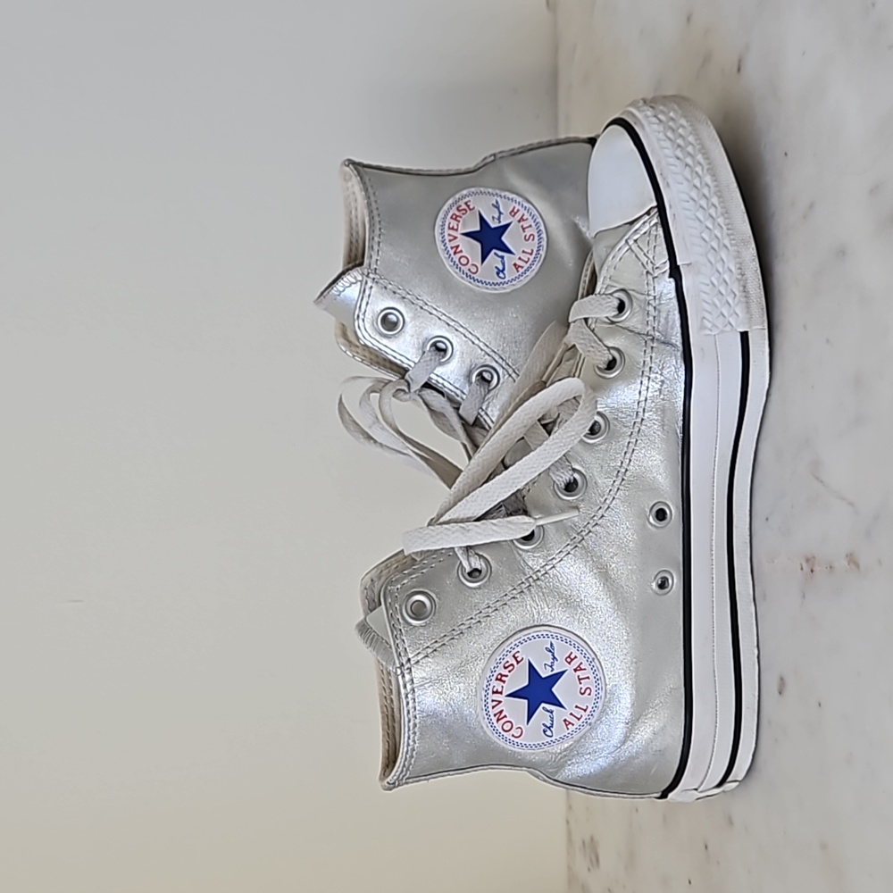 CONVERSE - silver Chuck Taylor canvas high tops